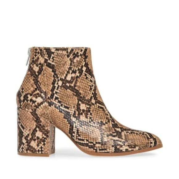 NWT Steve Madden Juliana Snakeskin Embossed Pointed Toe Block Heel Ankle Booties - Picture 2 of 10